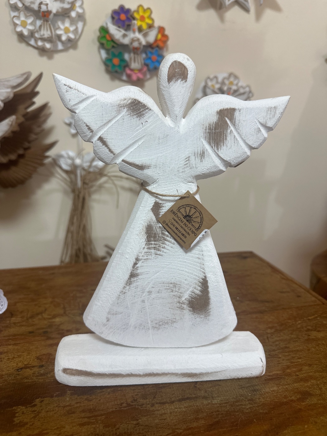 Anjos Madeira Branco 26 cm